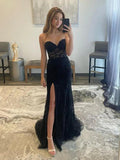 Vestidos de fiesta hermosos de encaje largo escote corazón sin mangas