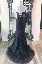 Vestidos de fiesta hermosos de encaje con escote corazón sin mangas con apliques de sirena