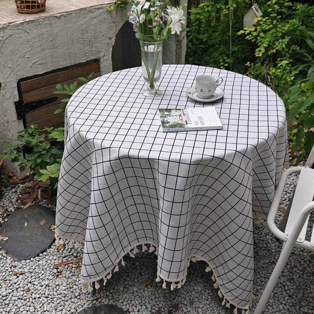 Pastoral Green Polyester/Cotton Printed Rectangular Reusable Washable Dustproof Tablecloth for Home Hotel & Outdoor Events