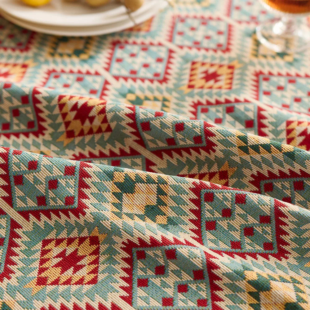Retro tablecloth custom dining table chair cover coffee table mat movable rectangle