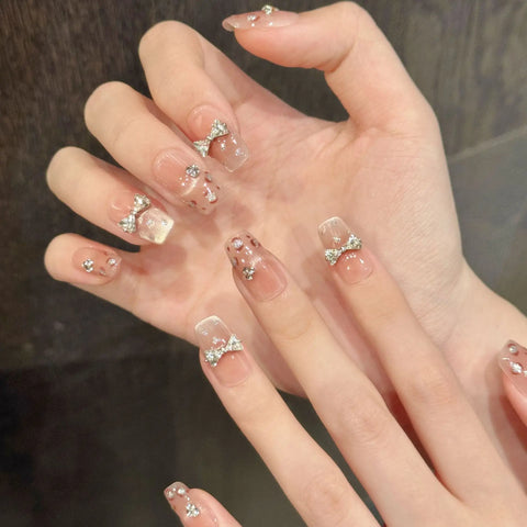 French Ice Translucent Cat-eye Lily-of-the-valley Three-dimensional Carved Short Nail Art