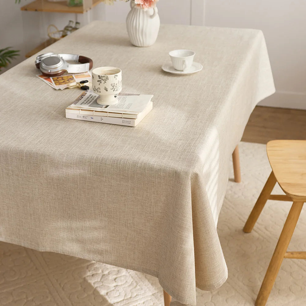 Polyester Japanese solid color thickened rectangular table cloth light luxury high-end table cloth