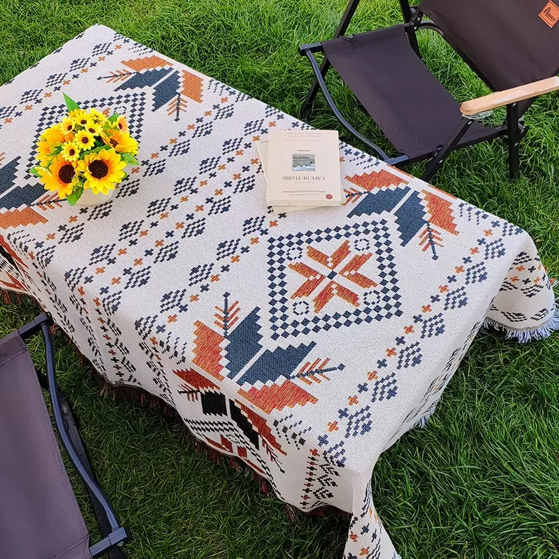 Camping tablecloth Outdoor picnic blanket Luxury double-sided jacquard activity tablecloth