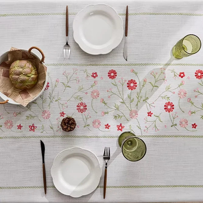 Ns style embroidered polyester fabric table cover fancy wedding tablecloth