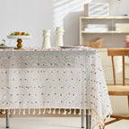 Linen/polyester color polka dot tablecloth can be customized and reusable pastoral style household tablecloth