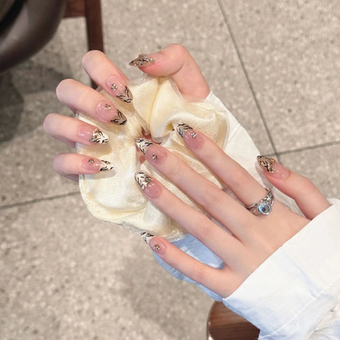 Latest High Quality Long Square Shape Handmade Customizable Full Cover Press on Nails Different Design for Fingers