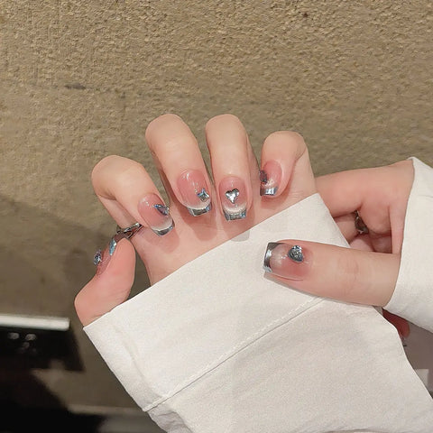 High Quality Fingernail Pressing Glitter Luxury Reusable and Detachable Cat's Eye pink  Artificial False Nails