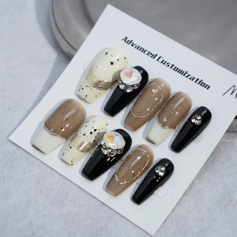 10 stücke Nail art Design Strass Luxus Matte Glanz Künstliche Falsche Nägel 