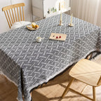 Rectangle dining table cloth woven cotton and linen jacquard fabric decorative table mat