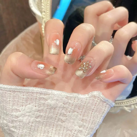 Press on Nails Nude False Nails Artificial Fingernails French Almond Reusable Acrylic False Nails