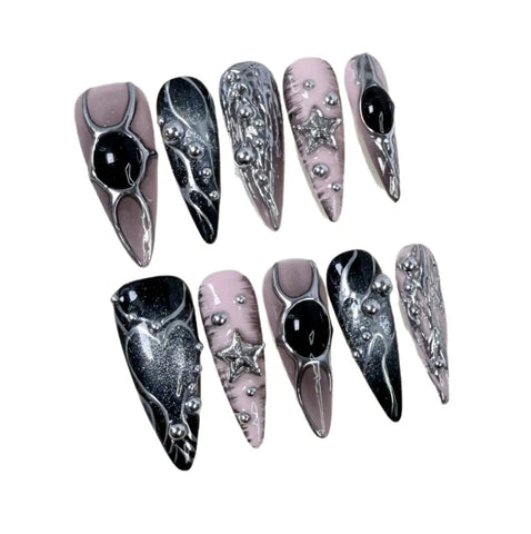 Handmade Irregular Metal Design butterfly Short Nail Stickers