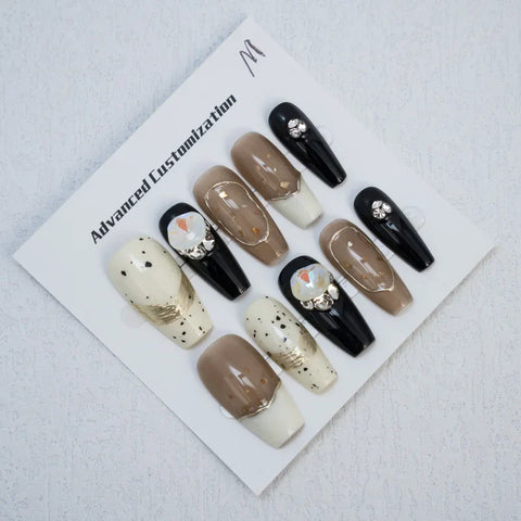 10 stücke Nail art Design Strass Luxus Matte Glanz Künstliche Falsche Nägel 