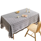 Rectangle dining table cloth woven cotton and linen jacquard fabric decorative table mat