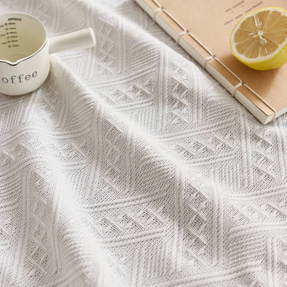 Modern style knitted tablecloth polyester cotton table mat household dust table cover