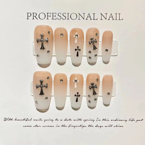 Full Cover French Gel Dril Reusable Detachable Glitter Luxury Customized Handmade False Nails