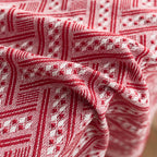 New customizable design tassel cotton and linen table cloth knitted T-plaid section red tablecloth