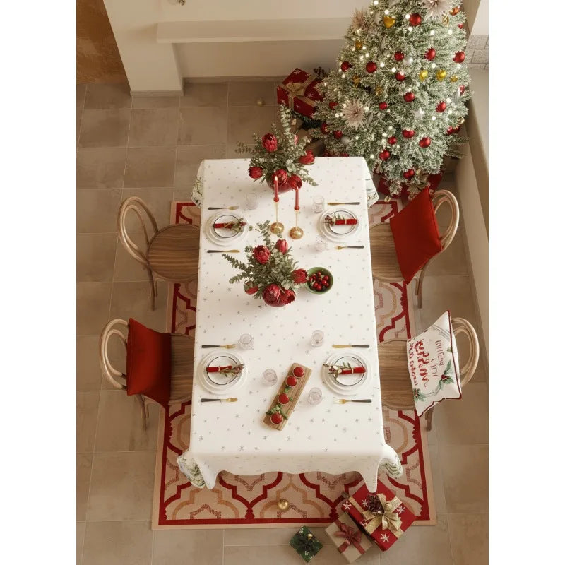 Christmas print waterproof tablecloth cover festive holiday decorative tablecloth