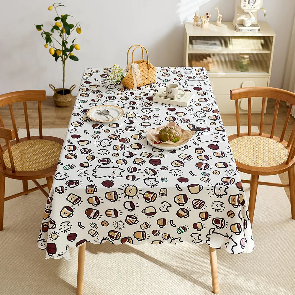Waterproof and dustproof peach skin velvet cute cartoon tablecloth decorative protective tablecloth