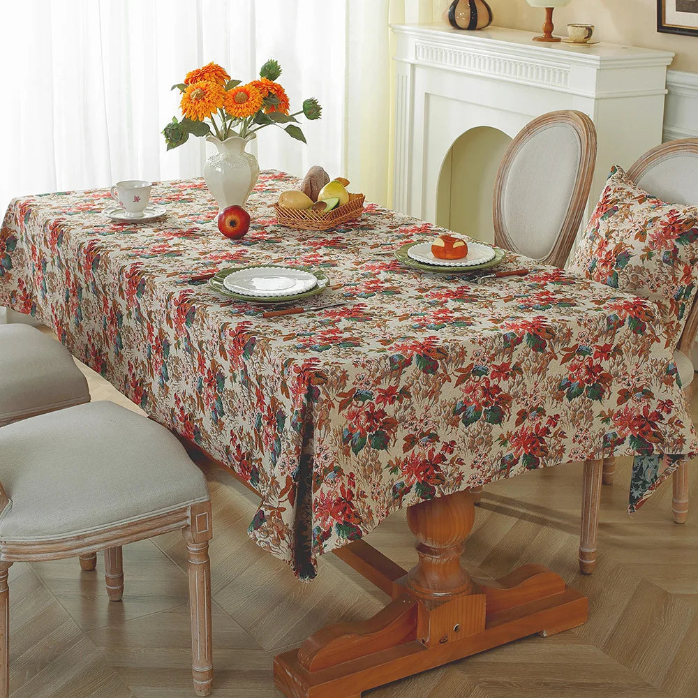 Jacquard tablecloth floral pattern oil painting design woven table cloth household