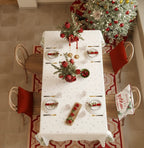 American style happy print polyester woven waterproof and dustproof reusable table cloth and coffee table cloth, suitable for parties