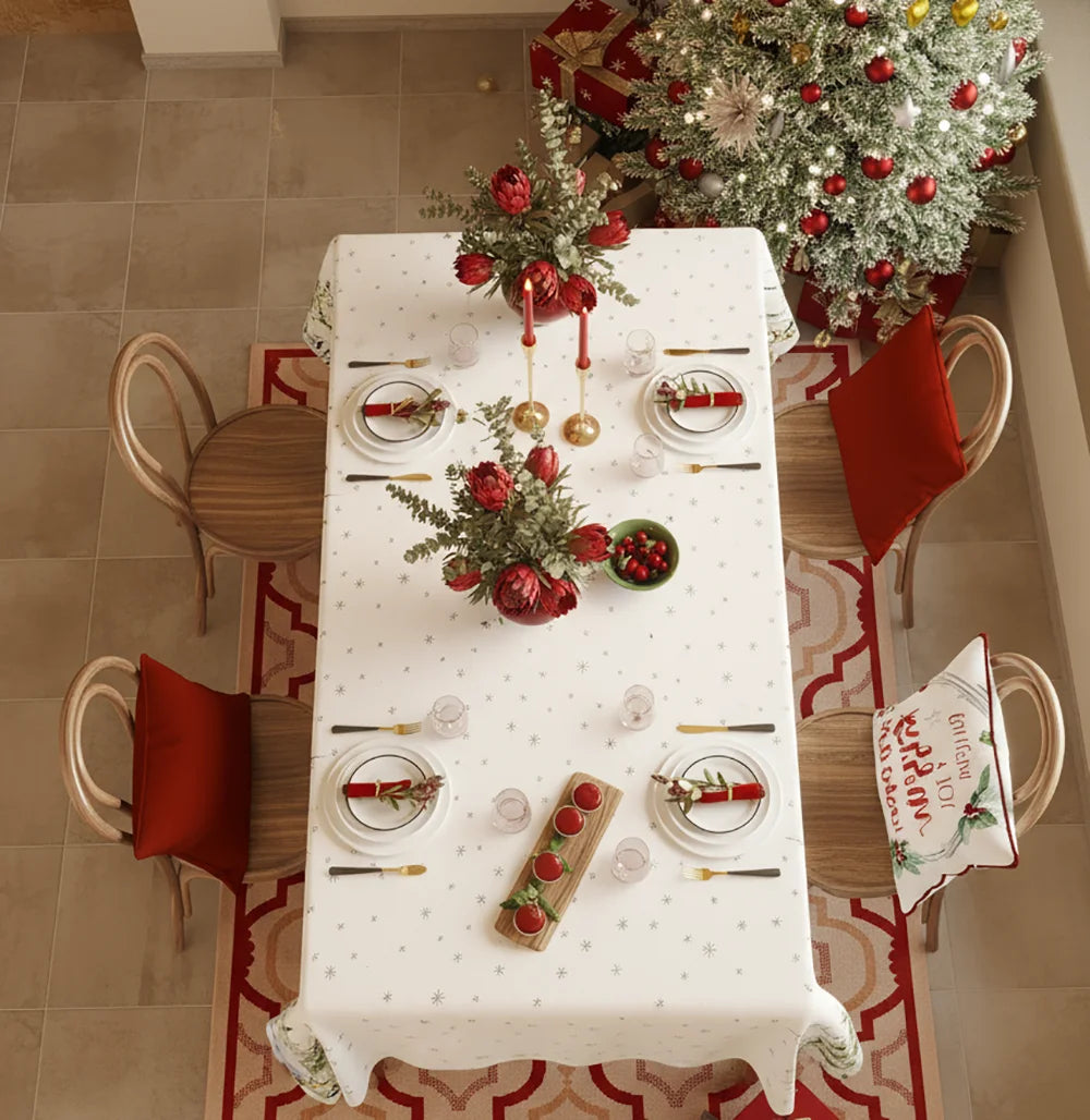 American style happy print polyester woven waterproof and dustproof reusable table cloth and coffee table cloth, suitable for parties