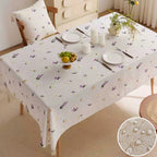 Nordic style lightweight luxury tablecloth waterproof polyester linen fabric embroidered tablecloth