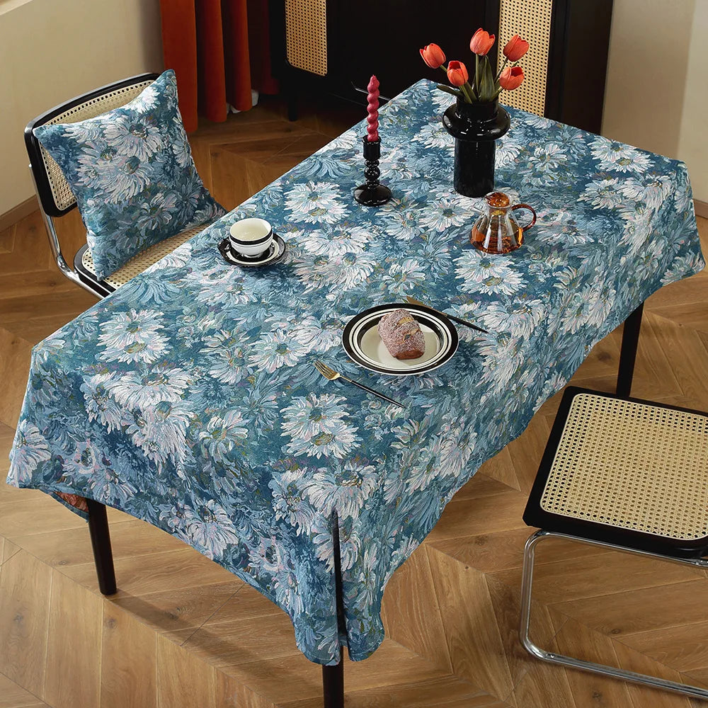 Jacquard tablecloth floral pattern oil painting design woven table cloth household
