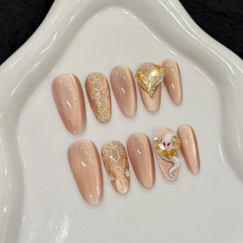 Handmade Detachable Nail Art Stickers for Autumn Winter Long Nail Decals for Fingers