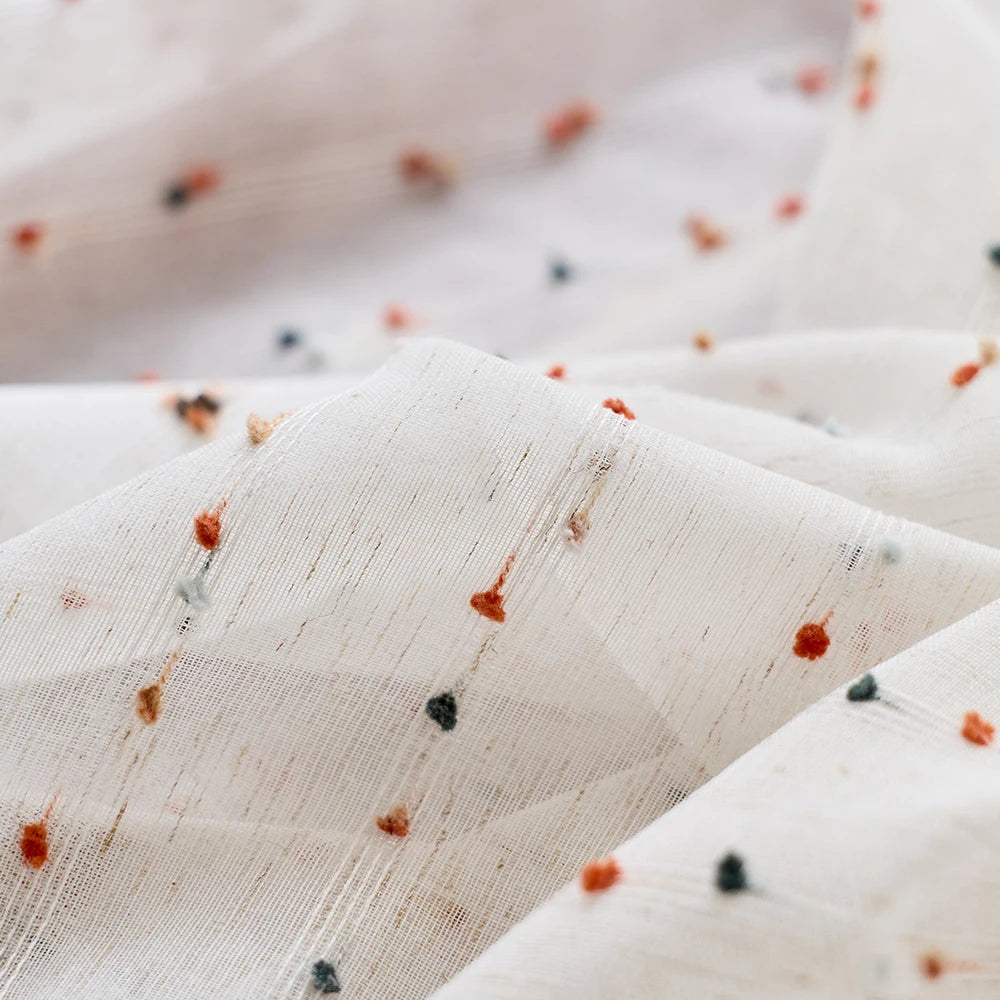 Linen/polyester color polka dot tablecloth can be customized and reusable pastoral style household tablecloth