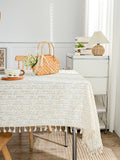 Lilac daisy white rectangular tablecloth banquet tablecloth polyester cotton wedding decorative tablecloth