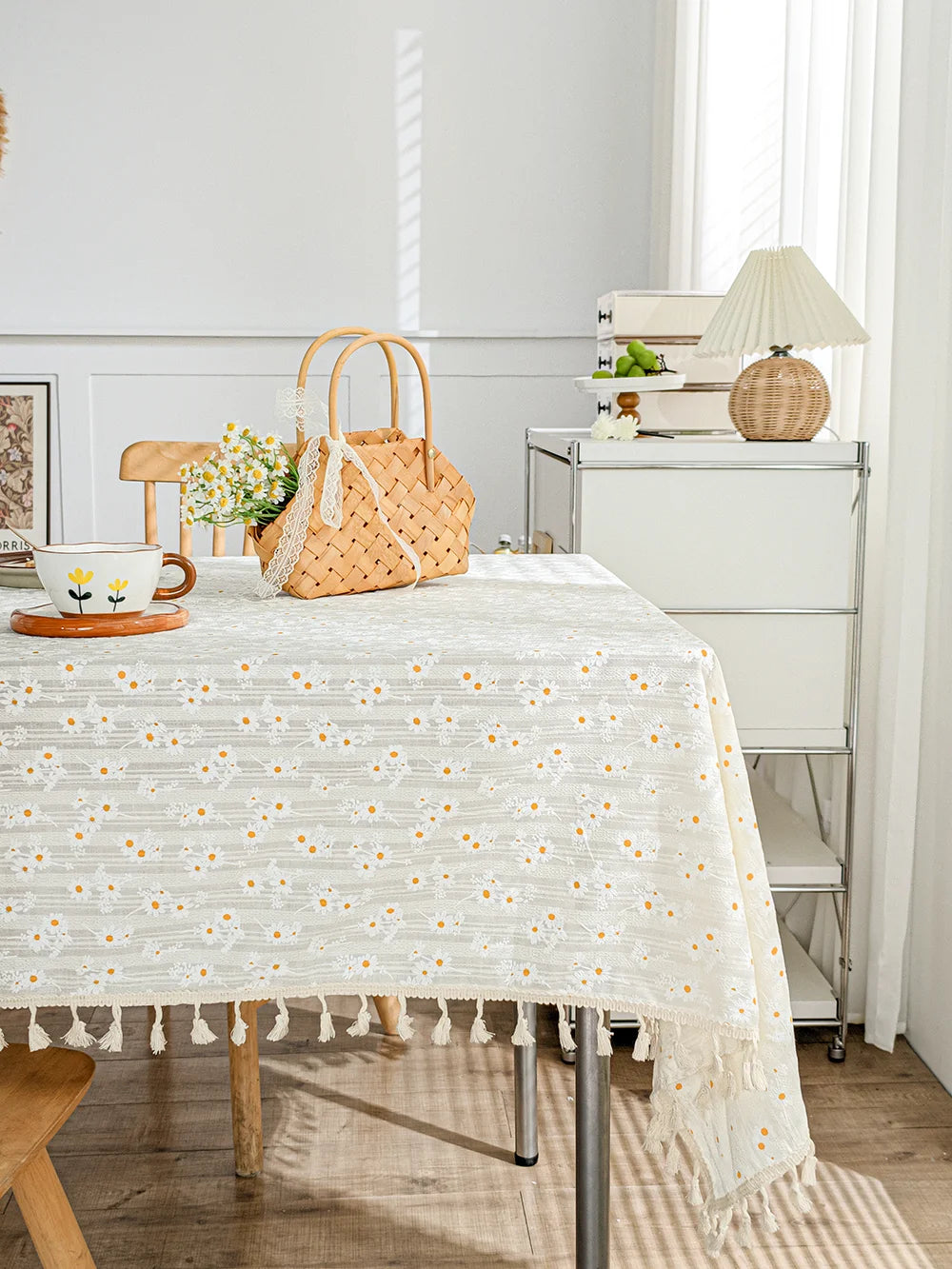 New design tablecloth cotton edge daisy tablecloth rectangular tablecloth party decoration