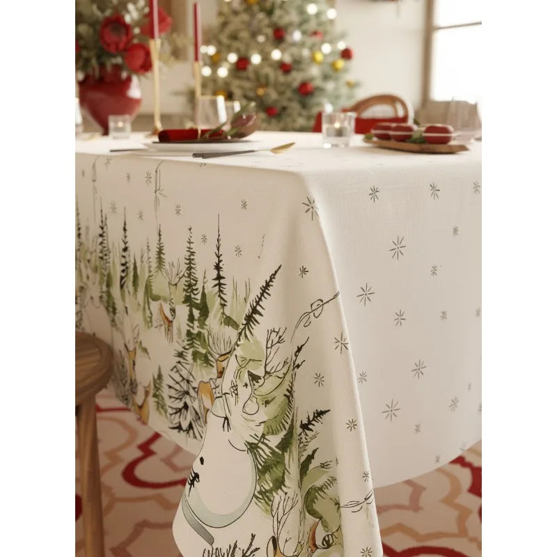 Christmas print waterproof tablecloth cover festive holiday decorative tablecloth