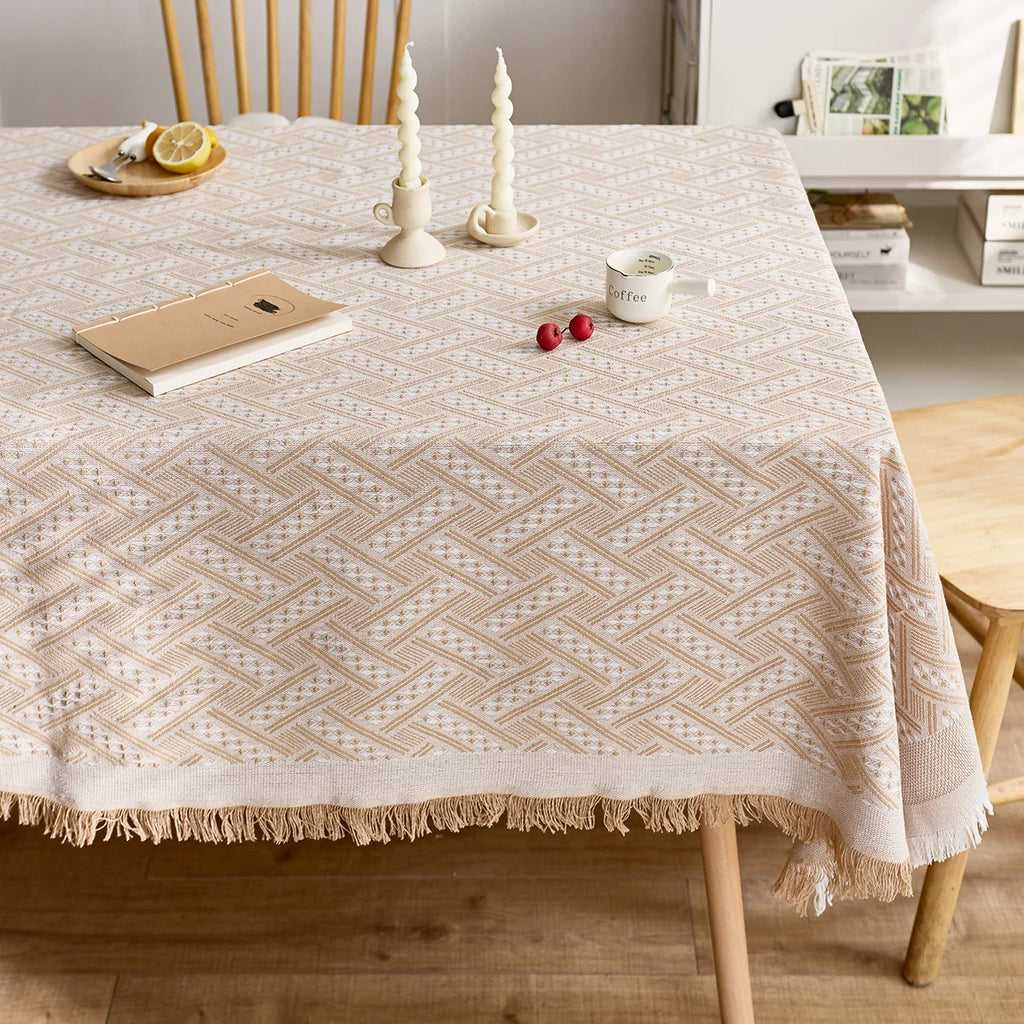 Modern style knitted tablecloth polyester cotton table mat household dust table cover