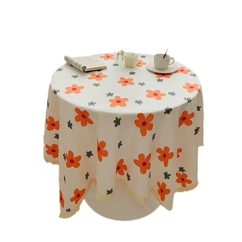 Ins style short plush fringed table covering dustproof garden tablecloth activity tablecloth