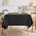 Black solid color rectangular woven tablecloth, washable, wrinkle-resistant, heat-resistant, suitable for 5-foot dining tables