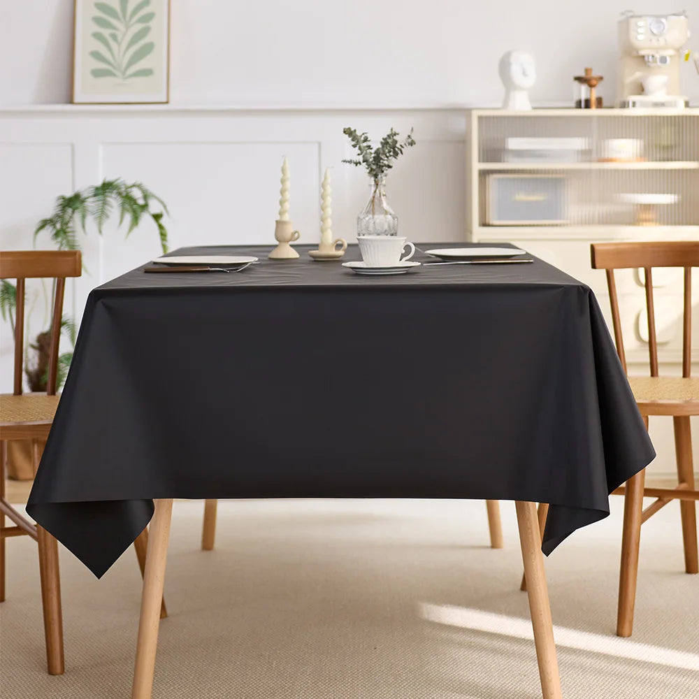 Black solid color rectangular woven tablecloth, washable, wrinkle-resistant, heat-resistant, suitable for 5-foot dining tables