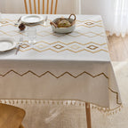 Rectangle embroidered tablecloth polyester washable tablecloth decoration kitchen table party