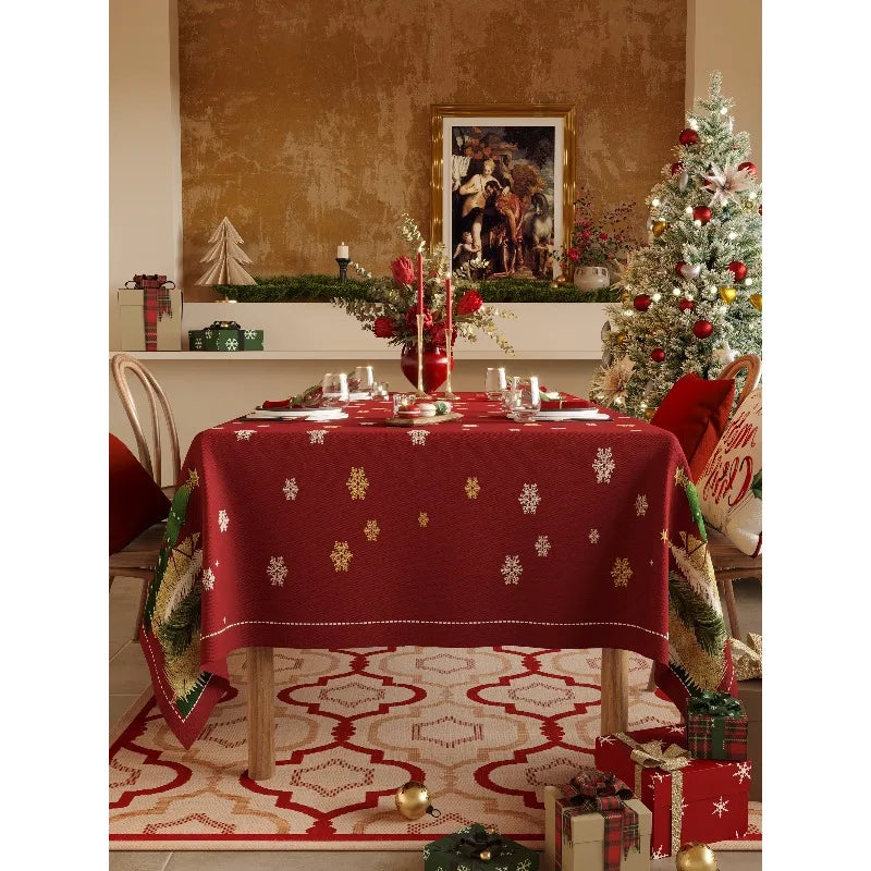 Christmas printed table cloth Christmas printed rectangular woven table cloth