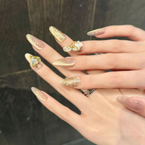 Handmade Detachable Nail Art Stickers for Autumn Winter Long Nail Decals for Fingers