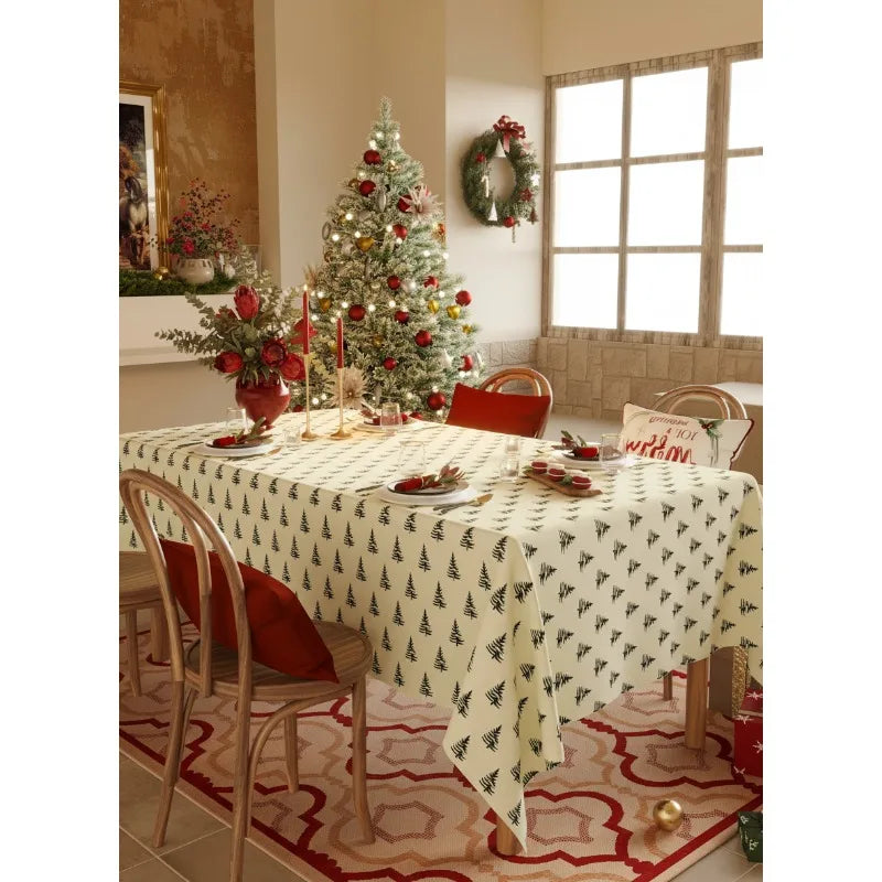 New Year Christmas Printed Waterproof Tablecloth Holiday Decoration Home Use