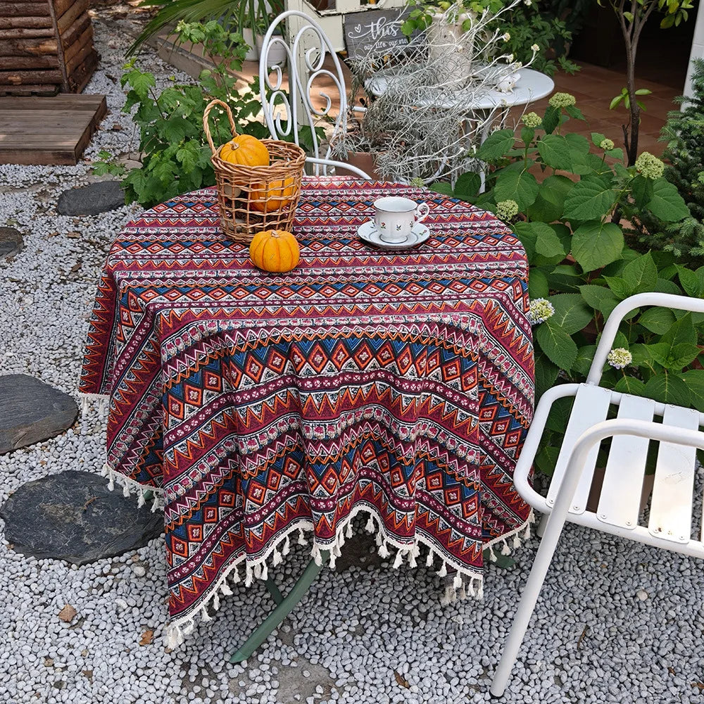 Pastoral Green Polyester/Cotton Printed Rectangular Reusable Washable Dustproof Tablecloth for Home Hotel & Outdoor Events