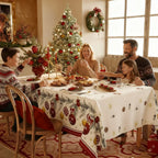 New Design Christmas and New Year Printed Waterproof Dining Table Cloth Coffee Table Cloth Decoration
