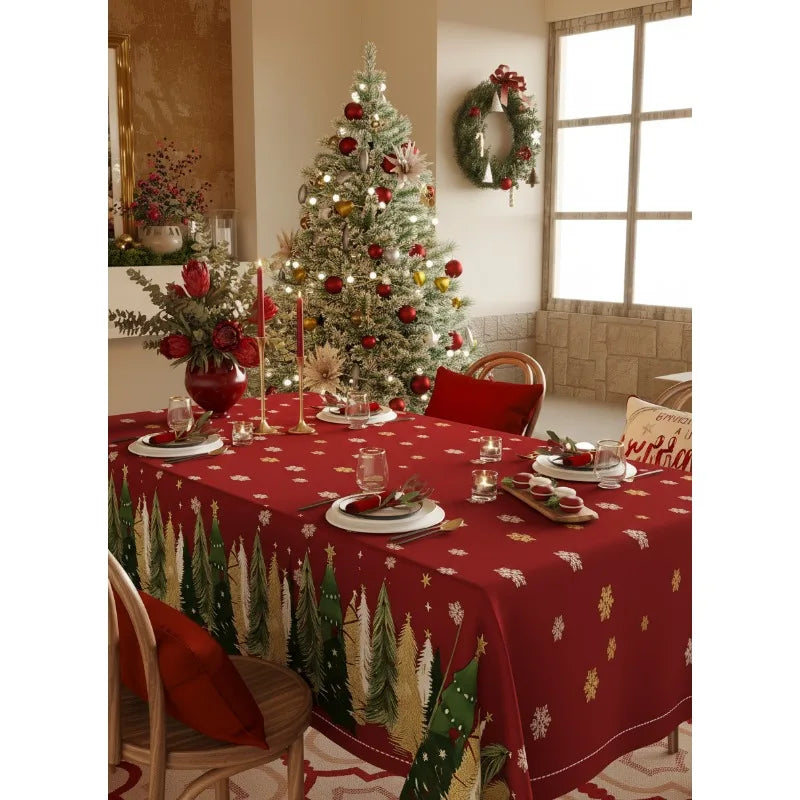 Christmas printed table cloth Christmas printed rectangular woven table cloth