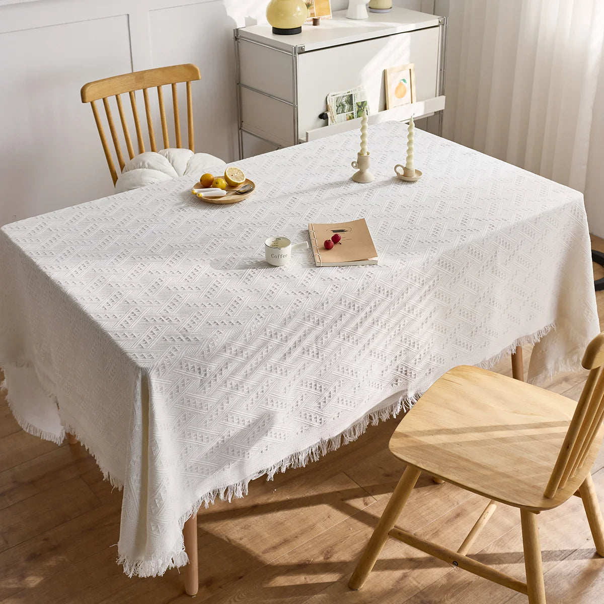 Modern style knitted tablecloth polyester cotton table mat household dust table cover