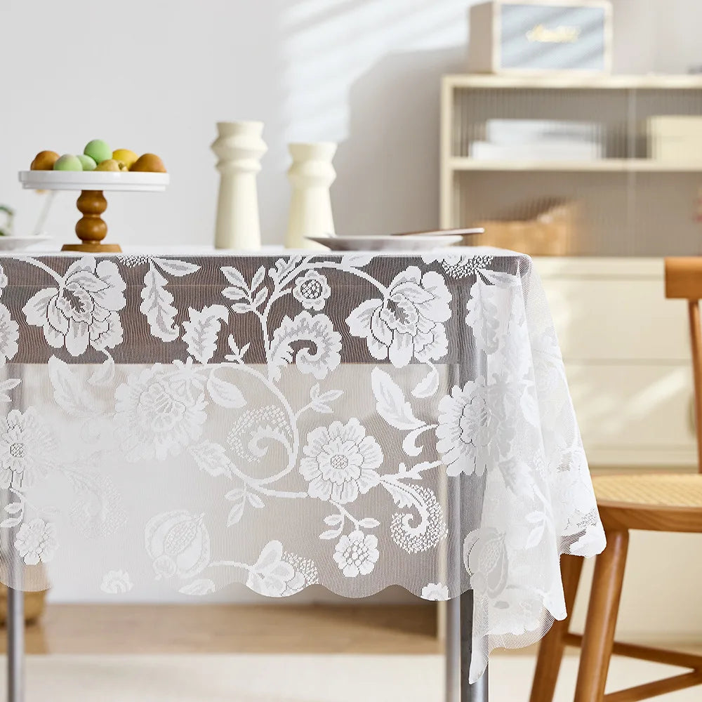 Retro lace tablecloth, beautiful atmosphere, multi-functional tablecloth, suitable for dining table, coffee table, rectangular table, home decoration.