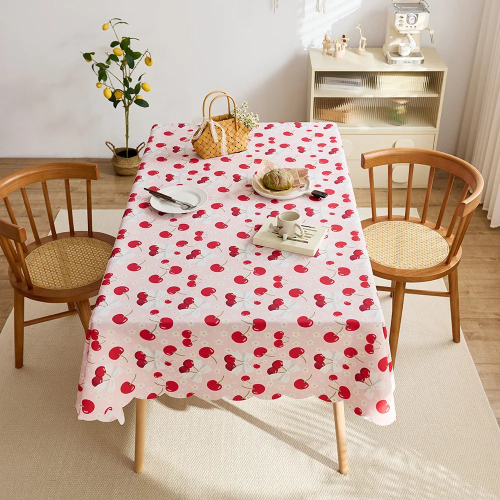 Waterproof and dustproof peach skin velvet cute cartoon tablecloth decorative protective tablecloth