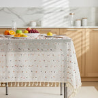 Linen/polyester color polka dot tablecloth can be customized and reusable pastoral style household tablecloth