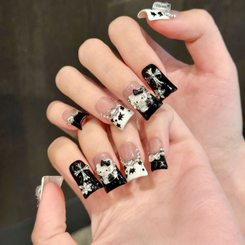 New Style High Quality Short Duck-billed Milk French Cartoon Cute Short Handmade Wear-on Nails