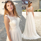 Vestidos de novia de playa NumberSea en blanco marfil, vestidos de novia de corte A con encaje, vestidos de novia de gasa. 