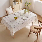 Breathable waterproof lavender embroidered tablecloth outdoor decoration coffee tablecloth